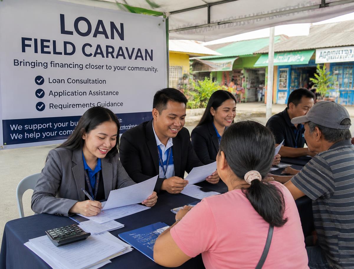 IDR/IVB Marketing consultants assisting clients at a field loan caravan